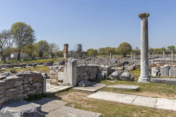 Antiche rovine nell'area archeologica di Philippi, Grecia — Foto Stock