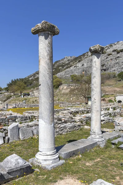 Αρχαία ερείπια στην αρχαιολογική περιοχή των Φιλίππων, Ελλάδα — Φωτογραφία Αρχείου