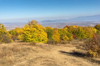 Cherna Gora (Monte Negro) dağının sonbahar manzarası, Pernik Bölgesi, Bulgaristan