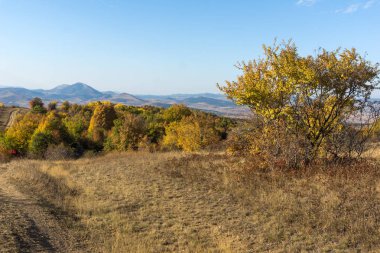 Cherna Gora (Monte Negro) dağının sonbahar manzarası, Pernik Bölgesi, Bulgaristan