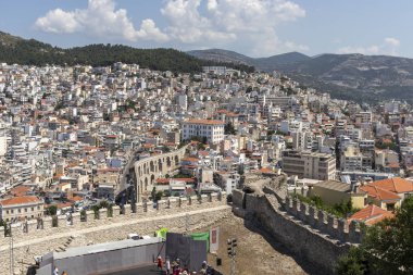 Kaleden Kavala şehrinin panoraması, Yunanistan