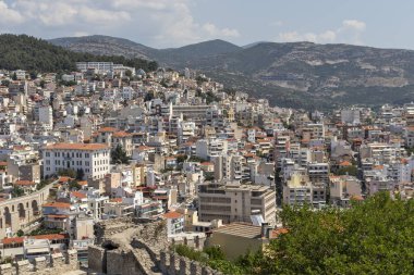 Kaleden Kavala şehrinin panoraması, Yunanistan