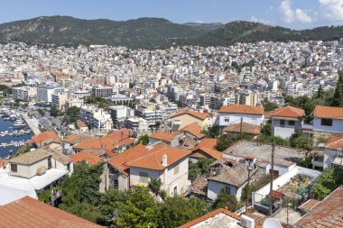 Kaleden Kavala şehrinin panoraması, Yunanistan