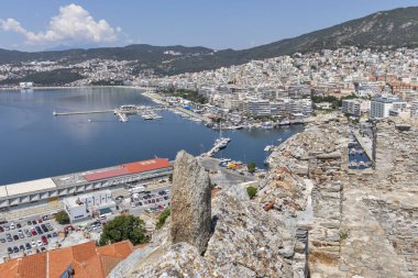 Kaleden Kavala şehrinin panoraması, Yunanistan