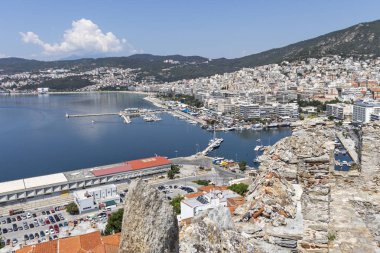 Kaleden Kavala şehrinin panoraması, Yunanistan
