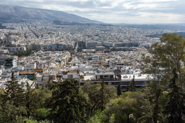 Panorama van de stad Athene vanaf de Lycabettus-Heuvel, Griekenland — Stockfoto