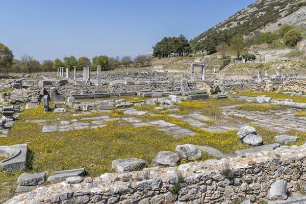 Αρχαία ερείπια στον αρχαιολογικό χώρο των Φιλίππων, Ελλάδα — Φωτογραφία Αρχείου