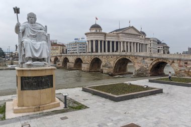 Üsküp şehrinde Bizans İmparatoru I. Justinianos Heykeli