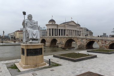 Üsküp şehrinde Bizans İmparatoru I. Justinianos Heykeli