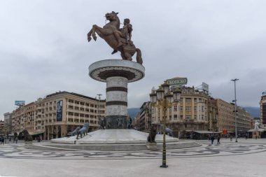 Üsküp Şehir Merkezi'ndeki Büyük İskender Anıtı
