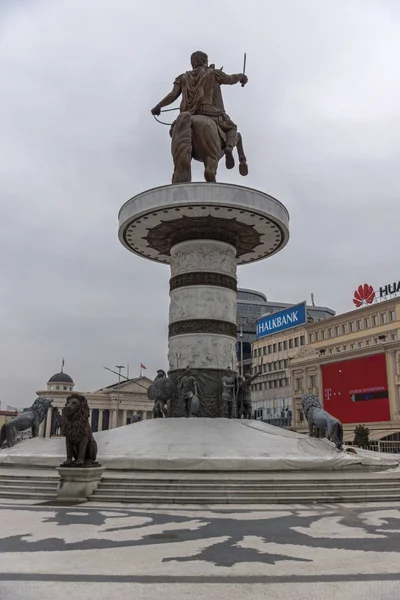 Alexander den stora monumentet i Skopje centrum — Stockfoto