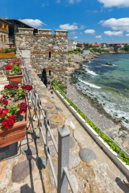 Ancient fortifications in old town of Sozopol, Bulgaria clipart