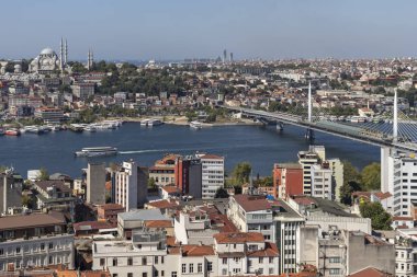 Türkiye 'nin İstanbul kentindeki Galata Kulesi' nden panoramik manzara
