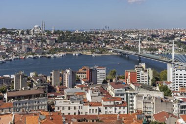 Türkiye 'nin İstanbul kentindeki Galata Kulesi' nden panoramik manzara