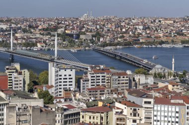Türkiye 'nin İstanbul kentindeki Galata Kulesi' nden panoramik manzara