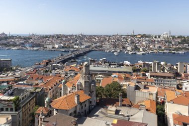 Türkiye 'nin İstanbul kentindeki Galata Kulesi' nden panoramik manzara