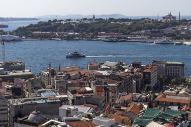 Türkiye 'nin İstanbul kentindeki Galata Kulesi' nden panoramik manzara