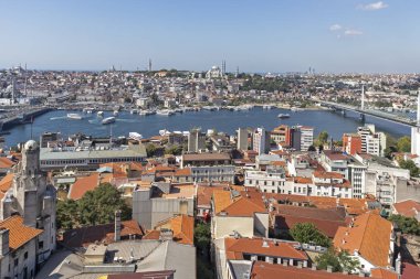 Türkiye 'nin İstanbul kentindeki Galata Kulesi' nden panoramik manzara