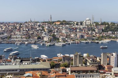 Türkiye 'nin İstanbul kentindeki Galata Kulesi' nden panoramik manzara
