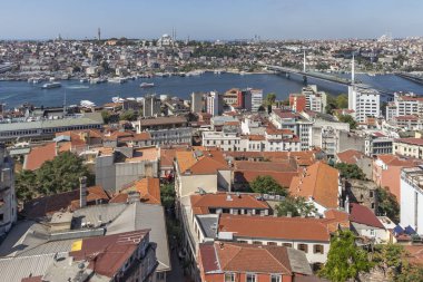 Türkiye 'nin İstanbul kentindeki Galata Kulesi' nden panoramik manzara