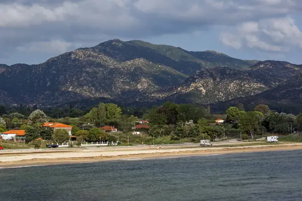 Paisaje Marino Con Playa Sykia Península Sithonia Chalkidiki Macedonia Central — Foto de Stock