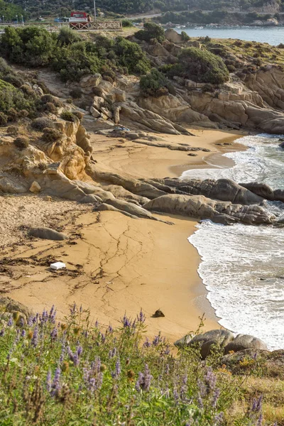 Zeegezicht met Griavas Beach op het schiereiland Sithonia, Chalkidiki, G — Stockfoto