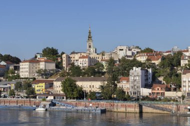 Sırbistan 'ın Belgrad kentinin Sava Nehri ve Eski Kenti (Stari Grad)