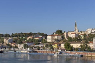 Sırbistan 'ın Belgrad kentinin Sava Nehri ve Eski Kenti (Stari Grad)