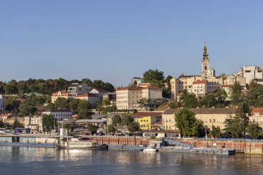 Sırbistan 'ın Belgrad kentinin Sava Nehri ve Eski Kenti (Stari Grad)