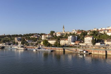Sırbistan 'ın Belgrad kentinin Sava Nehri ve Eski Kenti (Stari Grad)