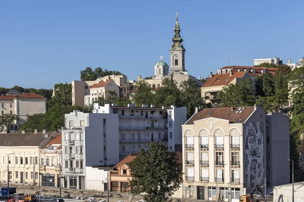 Río Sava y Ciudad Vieja (Stari Grad) de la ciudad de Belgrado, Serbia — Foto de Stock