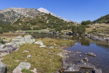 Dağ nehri ve Vihren Tepesi, Pirin Dağı, Bulgaristan
