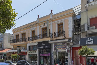 Kavala, Greec 'in merkezinde tipik sokak ve evler