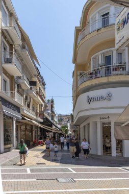 Kavala, Greec 'in merkezinde tipik sokak ve evler