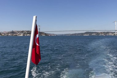 Panoramic view from Bosporus to city of Istanbul