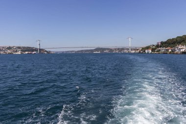 Panoramic view from Bosporus to city of Istanbul