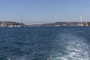 Panoramic view from Bosporus to city of Istanbul