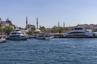 Panoramic view from Bosporus to city of Istanbul