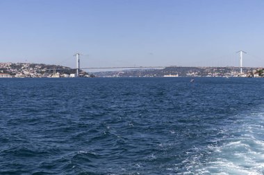 Panoramic view from Bosporus to city of Istanbul