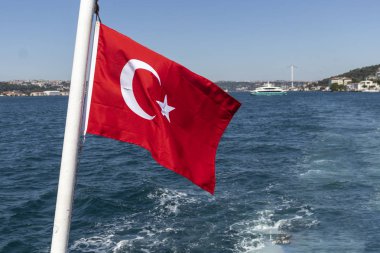 Panoramic view from Bosporus to city of Istanbul