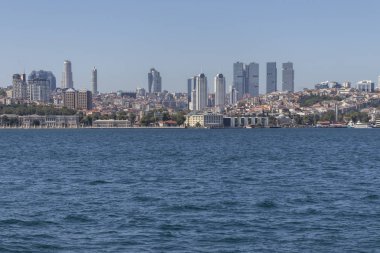 Panoramic view from Bosporus to city of Istanbul