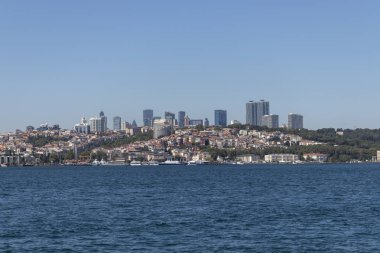 Panoramic view from Bosporus to city of Istanbul