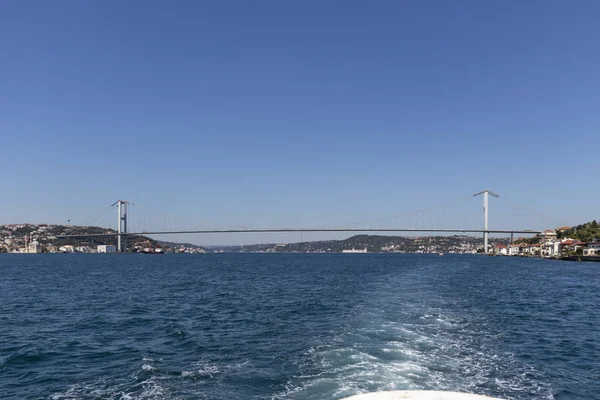 Panoramic view from Bosporus to city of Istanbul — стокове фото