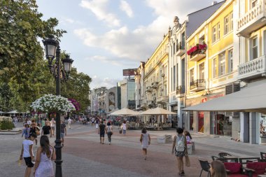Bulgaristan 'ın Filibe kentinde tipik bir yapı ve sokak