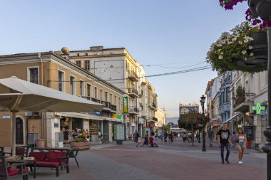 Bulgaristan 'ın Filibe kentinde tipik bir yapı ve sokak