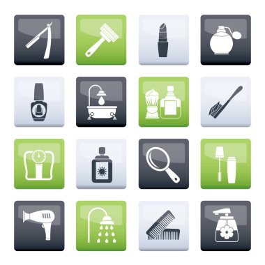 vucut bakımı ve kozmetik simgeleri renk arkaplan vektör simgesi kümesi üzerinde