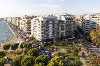 Beyaz Kule 'den Yunanistan' ın Selanik kentine gün batımı manzarası