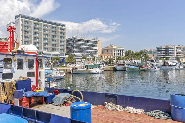 Panorama da rua Litoral da cidade de Kavala, Grécia — Fotografia de Stock