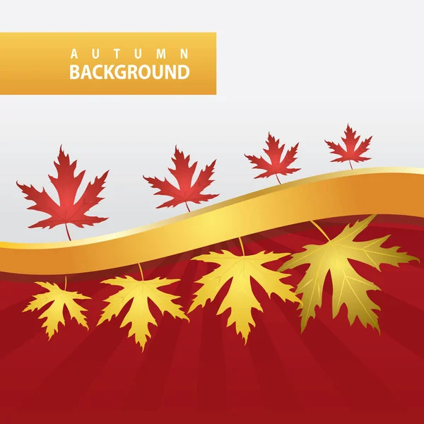 Herfst Achtergrond Met Verschillende Soorten Bladeren Rode Achtergrond Vector Illustratie — Stockvector