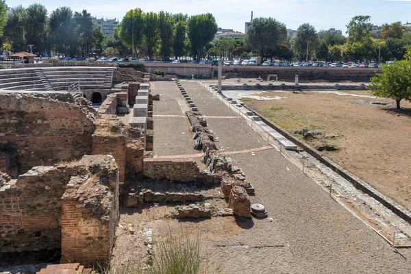 Thessaloniki Grecia Septiembre 2019 Ruinas Del Foro Romano Centro Ciudad — Foto de Stock